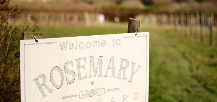 Welcome to Rosemary Vineyard sign