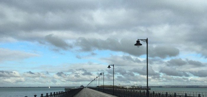 Ryde Pier stretching out under a cloudy sky