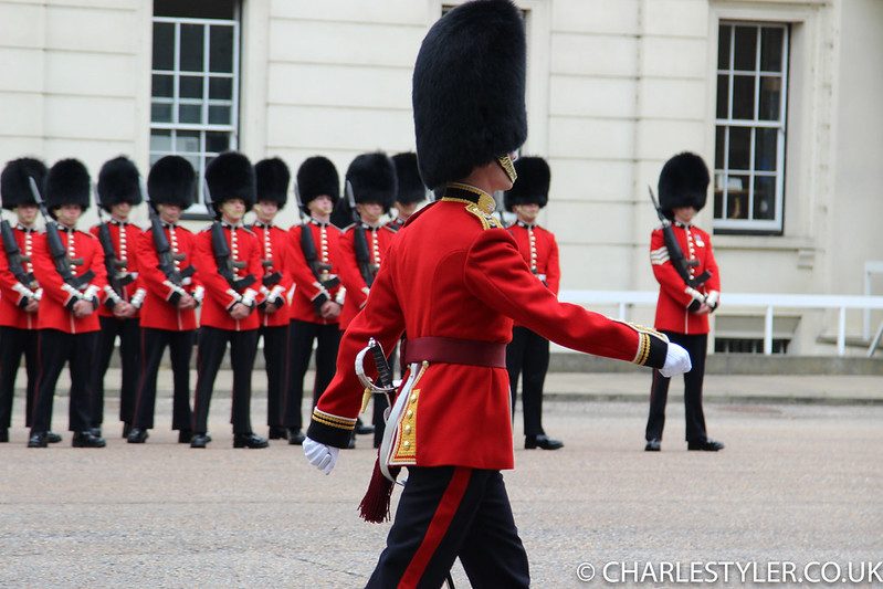 Guardsman marching outside Buckingham Palace