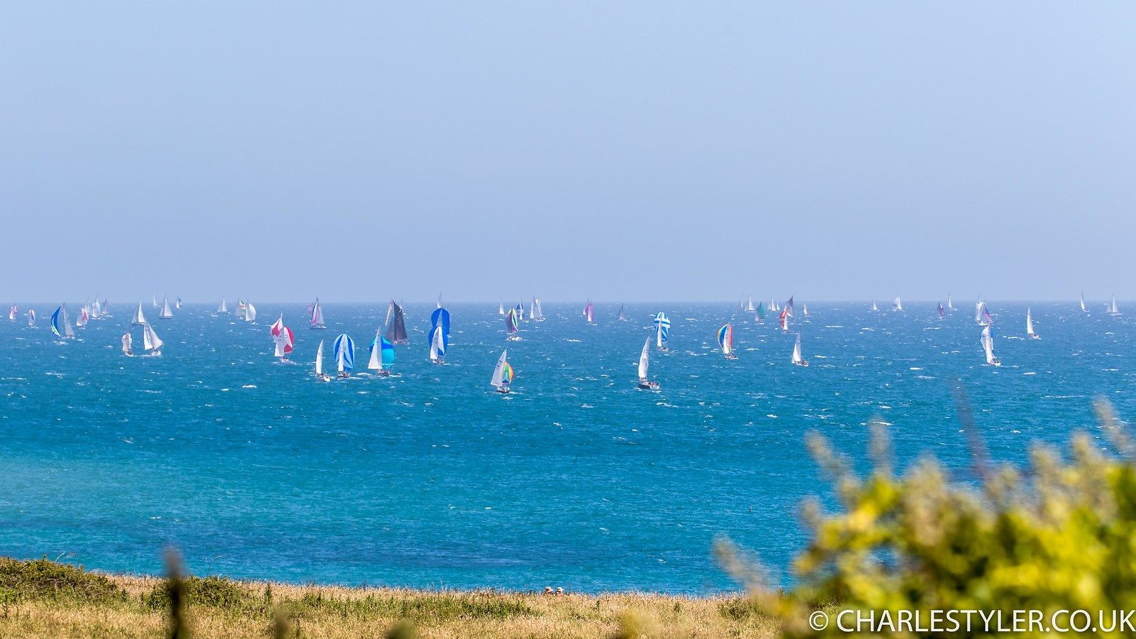 Line of yachts stretching into the distance