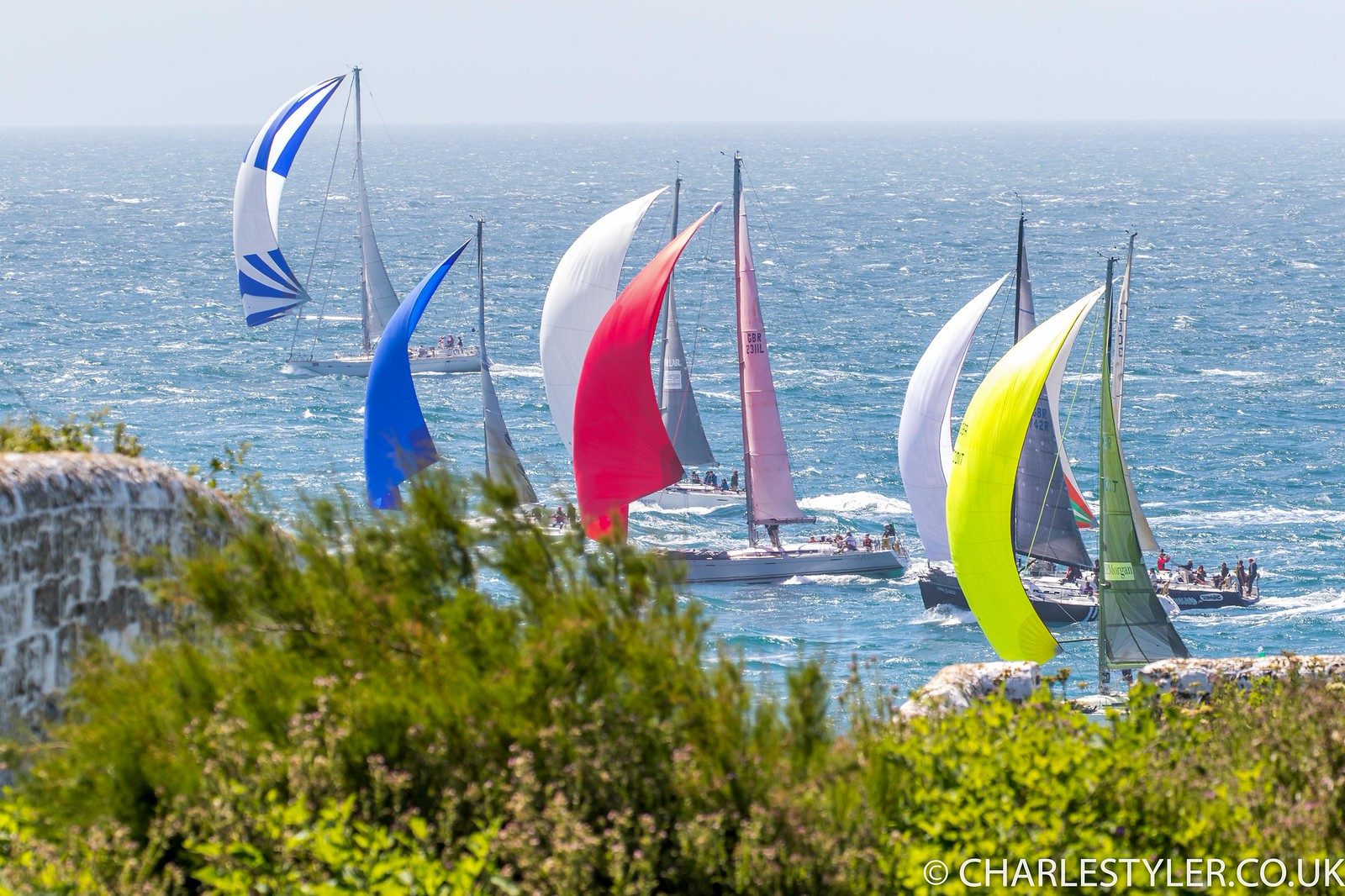 Yachts passing close to St Catherine's Point